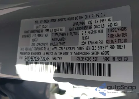 2025 Mazda Cx-30 2.5 S Premium Package из США, поврежденный, VIN 3MVDMBDM2SM798045